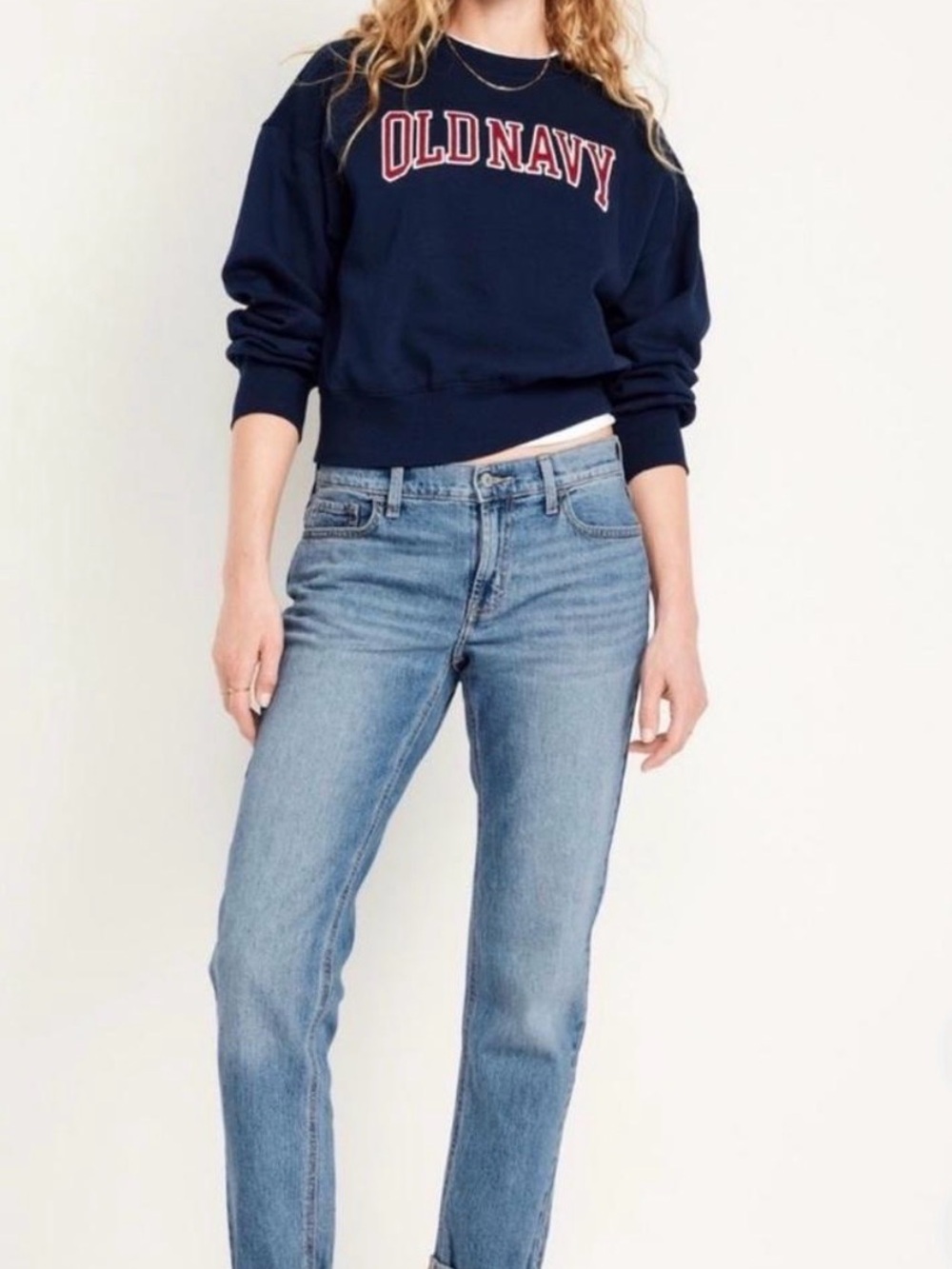 Old Navy Light Blue Mid-Rise Women's Boyfriend Jeans with Built-In Warm